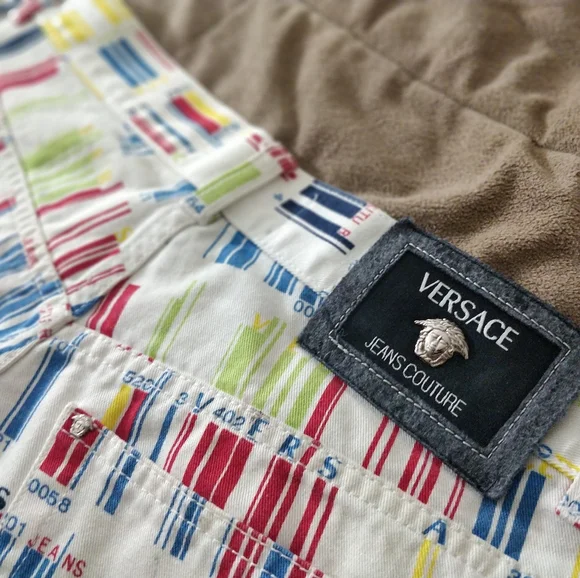 Archive Versace Jeans Couture Barcode Jeans Y2K Rainbow White Men’s 32 - Picture 5 of 11